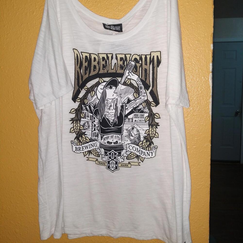 Rebel Eight Drink Like A fish large boat neck flowy tee